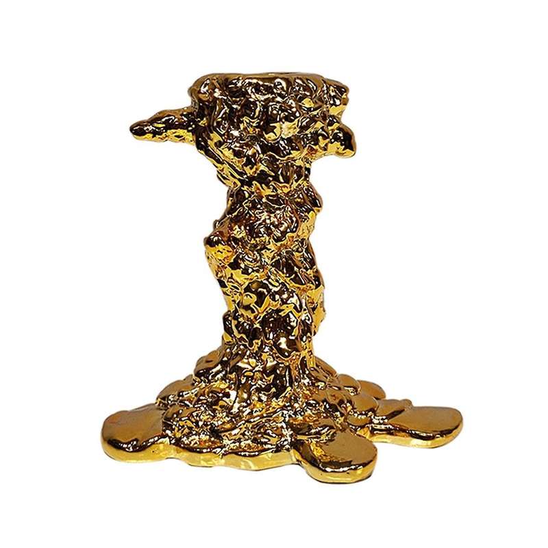 Golden Candlestick Candle Holder Resin Plated Surface Melt Shape Wedding Centerpieces Dining Table H