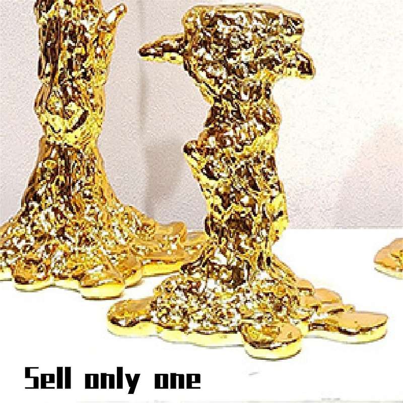 Golden Candlestick Candle Holder Resin Plated Surface Melt Shape Wedding Centerpieces Dining Table H