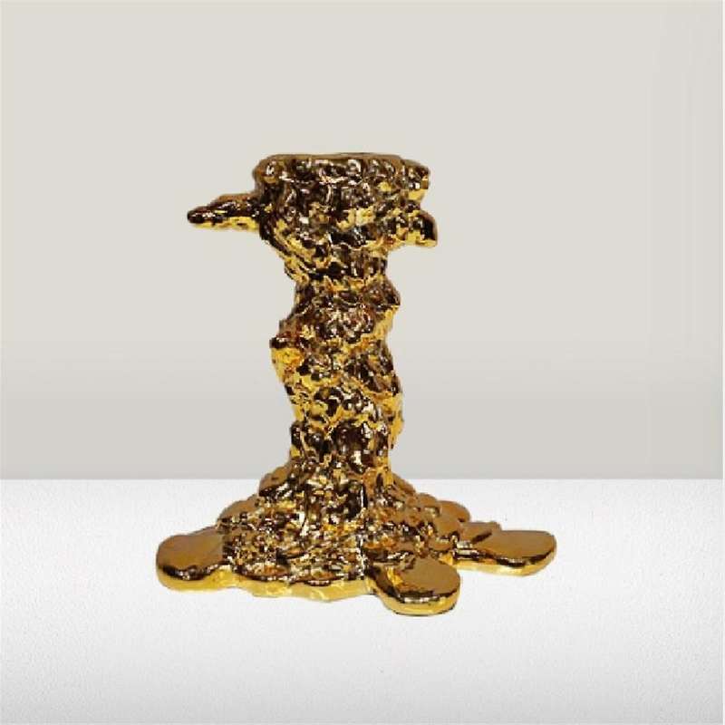 Golden Candlestick Candle Holder Resin Plated Surface Melt Shape Wedding Centerpieces Dining Table H