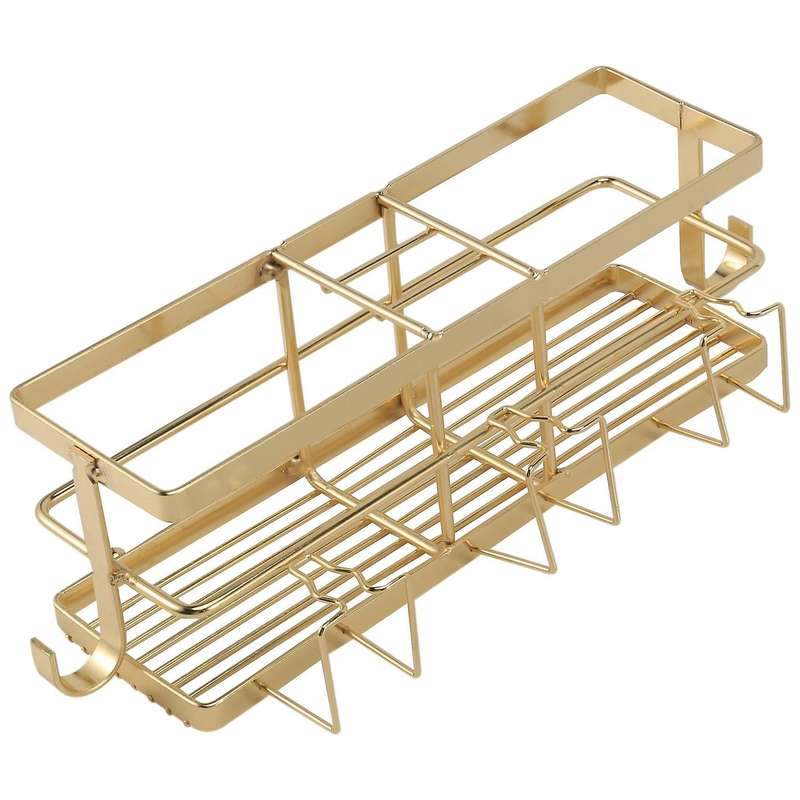 Golden Toothbrush Holder with Free Punching Bathroom Shelf Bathroom Rack Shampoo Holder