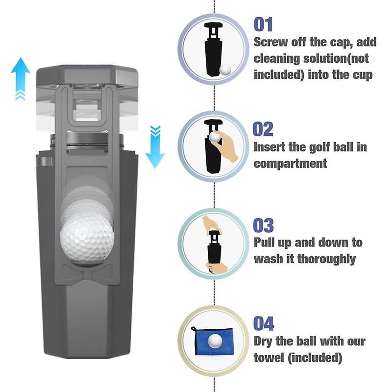 Golf Ball Washer Portable Towel Cleaning Machine Tool Reusable Outdoor Cart Cup Holder Universal Go