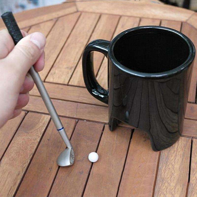 Golf Ceramic Cup Funny Black Coffee Mug Office Casual Ceramic Cup Golf Stick Pen Birthday Gift