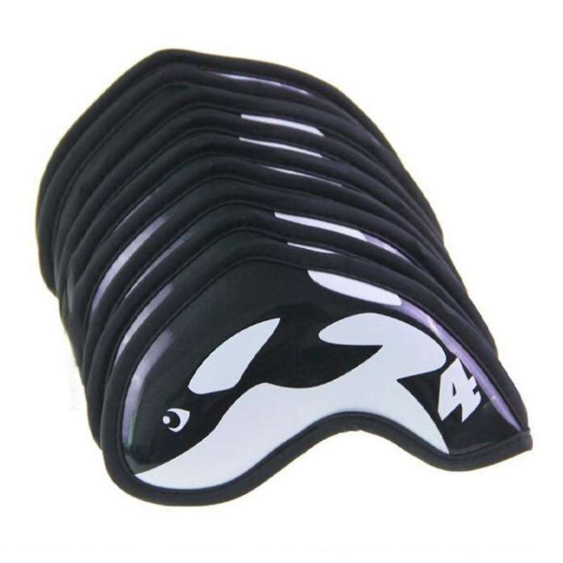 Golf Iron Cover Golf Club Head Cover Iron Protective Cover Whale Club Cap Cover Pu Waterproof 9Pcs/G