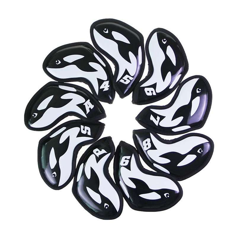 Golf Iron Cover Golf Club Head Cover Iron Protective Cover Whale Club Cap Cover Pu Waterproof 9Pcs/G
