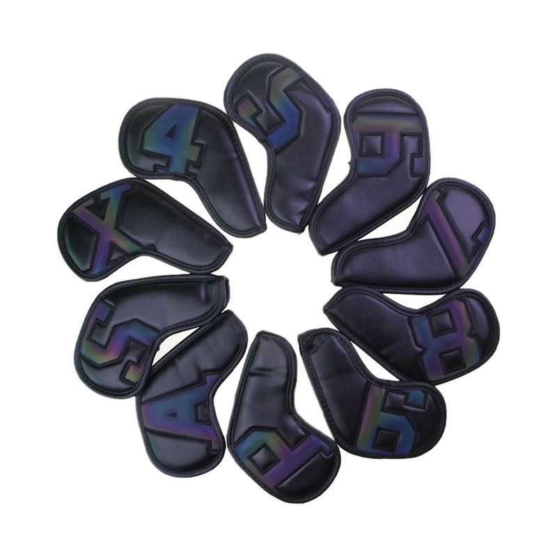 Golf Iron Set Head Cover Colorful Large Number Club Cap Set Iron Protection Sleeve Waterproof 10 Pac