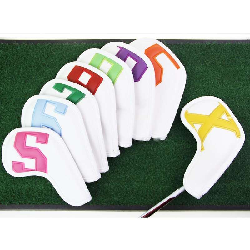 Golf Iron Set Head Cover Colorful Large Number Club Cap Set Iron Protection Sleeve Waterproof 10 Pac