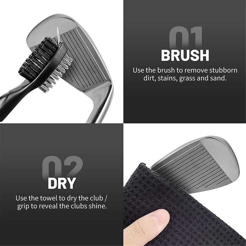 Golf Club Cleaner Kit, 3 Golf Towels, Golf Club Cleaning Brush,Golf Divot Repair Tool,Golf Club Clea