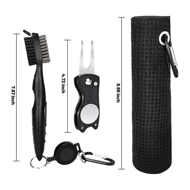 Golf Club Cleaner Kit, 3 Golf Towels, Golf Club Cleaning Brush,Golf Divot Repair Tool,Golf Club Clea