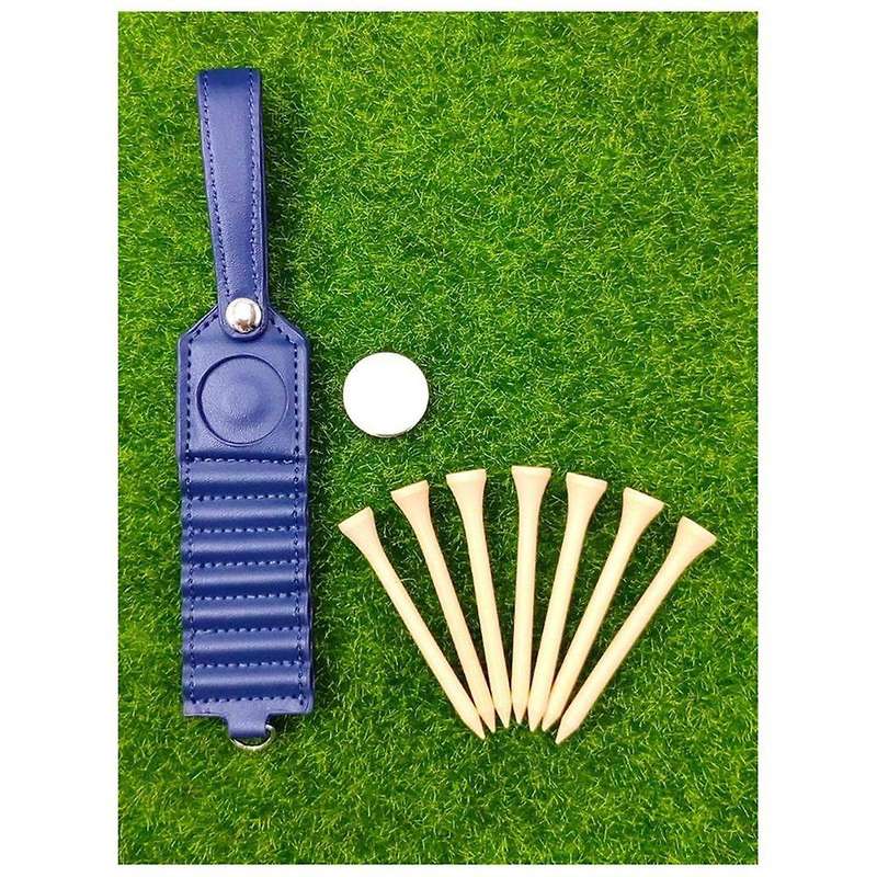 Golf Tee Storage Leather Holder , Set of 7, Including 7 Tee and Ball Tags,Golf Bag Accessories,Black
