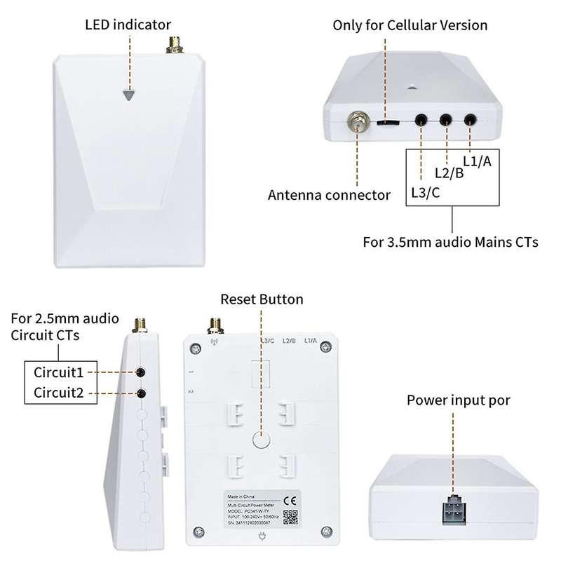 Graffiti Smart Life WIFI 3-Phase 4-Wire Electricity Meter with 5 Transformer Portable Real-Time Powe