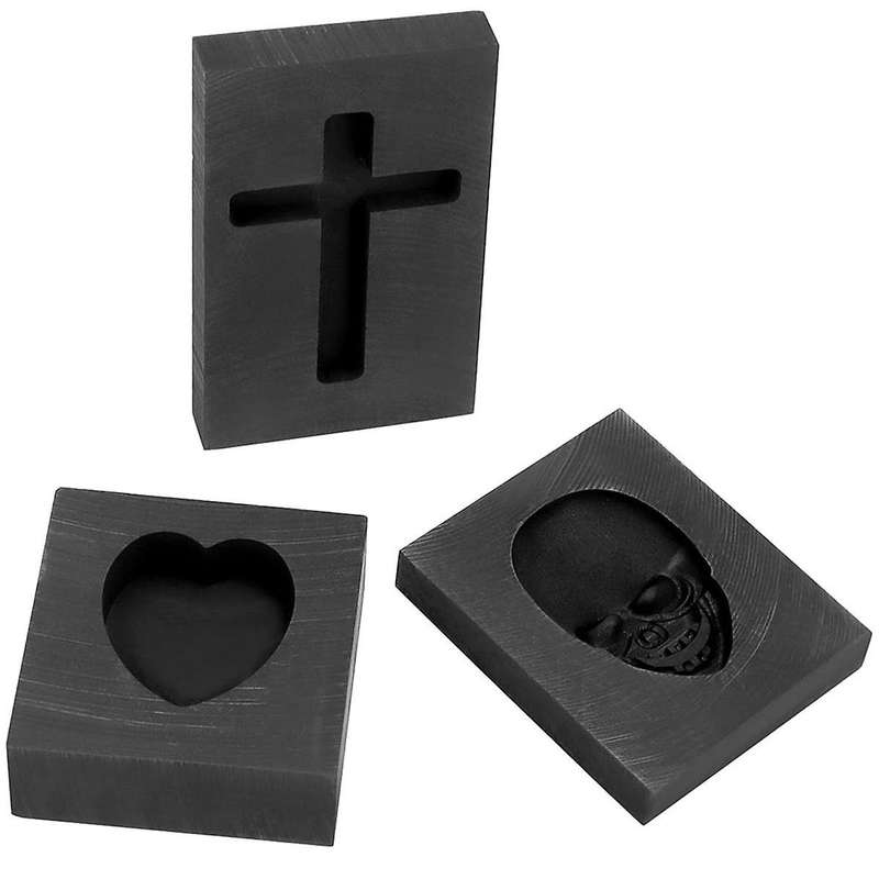 Graphite Casting Mold Set, 3 Pcs Skull, & Heart Casting Ingot Mold, Metal Refining Scrap Mold for Sm