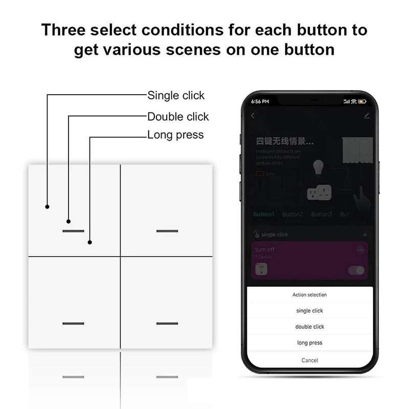 Graffiti Zigbee Scene Switch 4-Button Random Sticker 4-Button Scene Switch Support Home Assistant
