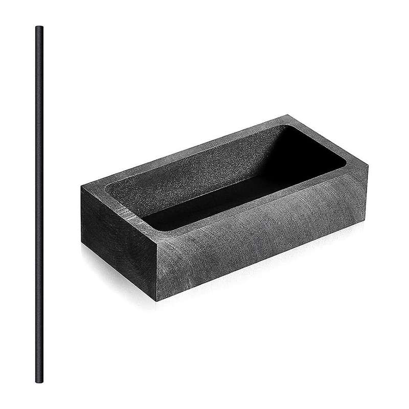 Graphite Ingot Mold Set 1kg Graphite Casting Mold and Graphite Crucible Stir Stick 12 Inch for Melti