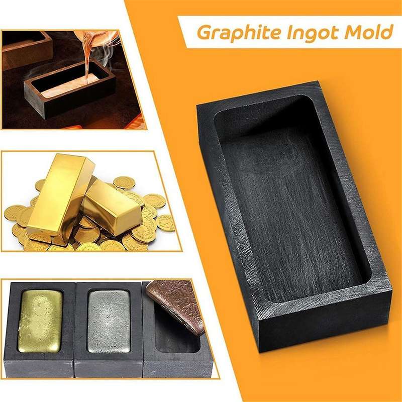 Graphite Ingot Mold Set 1kg Graphite Casting Mold and Graphite Crucible Stir Stick 12 Inch for Melti