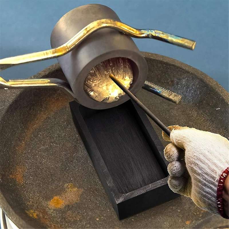Graphite Ingot Mold Set 1kg Graphite Casting Mold and Graphite Crucible Stir Stick 12 Inch for Melti