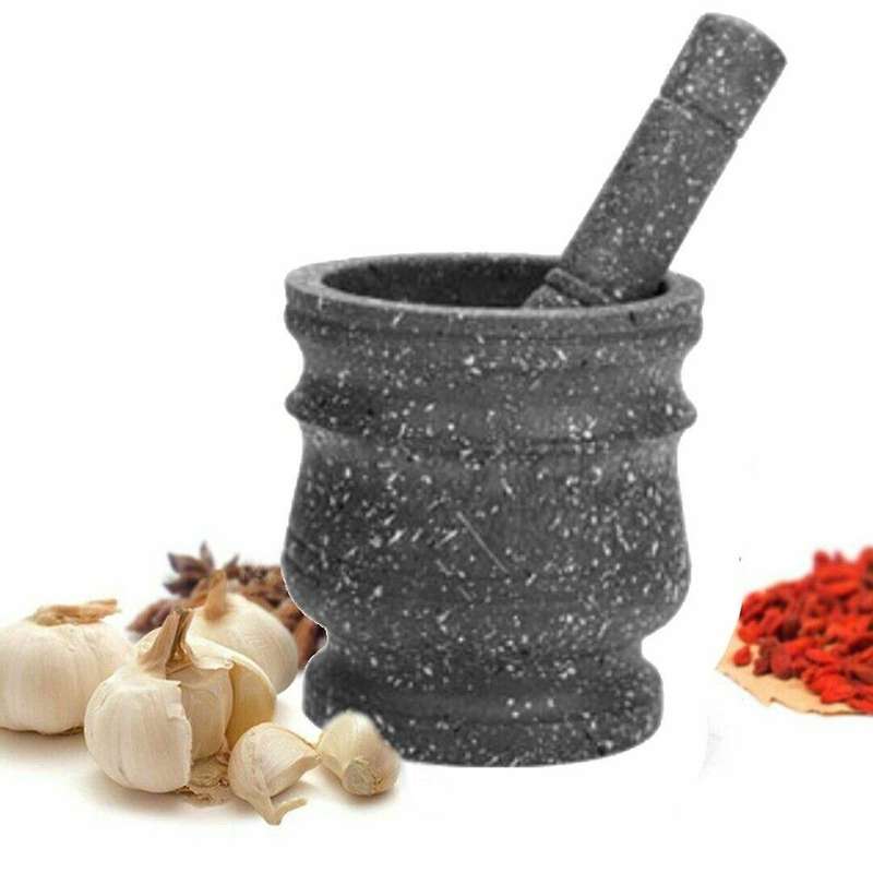 Granite Pattern Pestle Set Stone Herb Spice Grinder Solid Grinder Cooking Set