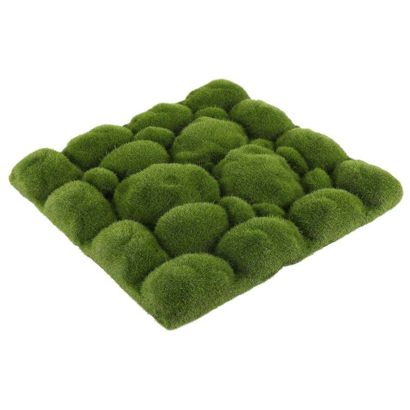 Grass Mat- Stone Shape Indoor Green Artificial Lawns Turf Carpets Sod Moss for Home Hotel Wall Balco