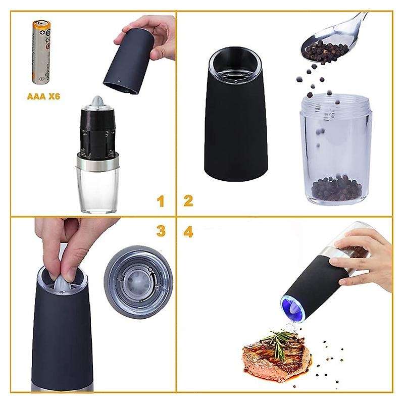 Gravity Electric Salt and Pepper Grinder Set Automatic Salt and Pepper Mill Grinder with One Hand Op