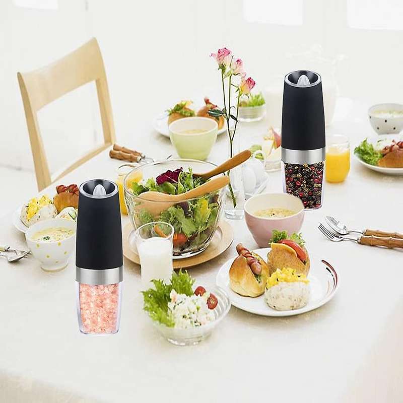 Gravity Electric Salt and Pepper Grinder Set Automatic Salt and Pepper Mill Grinder with One Hand Op