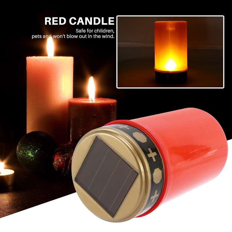 Grave Candle for Cemetery Grave Solar Lights with Lighting Led Grave Light Various Wind