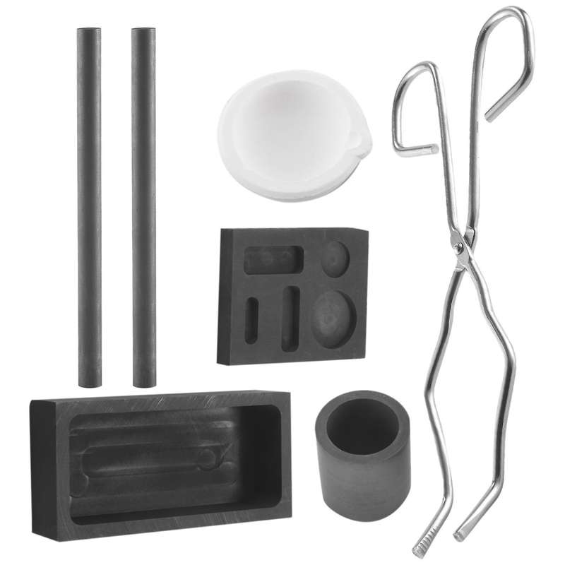 Graphite Torch Melting Casting Kit,2 Graphite Crucible Stir Stick, Quartz Crucible, Cylindrical Grap
