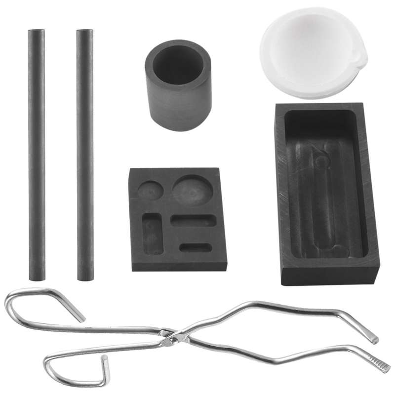 Graphite Torch Melting Casting Kit,2 Graphite Crucible Stir Stick, Quartz Crucible, Cylindrical Grap