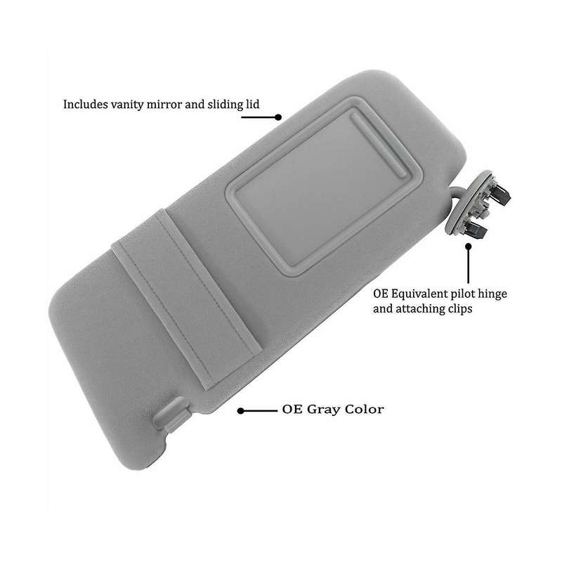 Gray Car Sun Visor Shade Pair Left & Right Side W/o Sunroof for 2007-2011