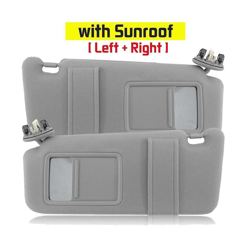 Gray Car Sun Visor Shade Pair Left & Right Side for 2007-2011 with Sunroof and Lights