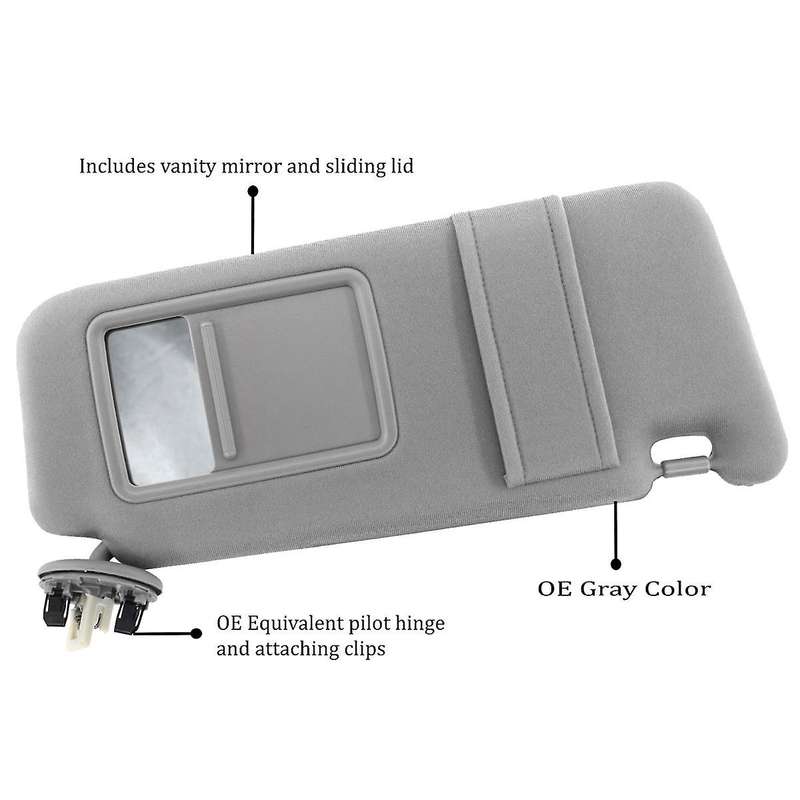 Gray Car Sun Visor Shade Pair Left & Right Side for 2007-2011 with Sunroof and Lights