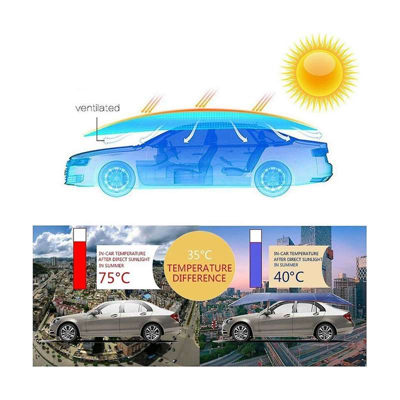 Gray Car Shade Durable Car Windshield Car Umbrella Shade Cover Outdoor Car Vehicle Tent Anti-uv