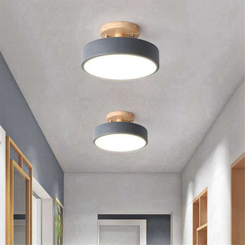 Gray Ceiling Lights Modern LED Nordic Wood Lighting Fixture Indoor Luminaire Kitchen Living Bedroom