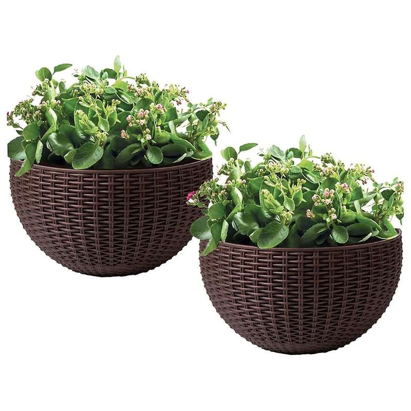 Gray Large European-Style Imitation Rattan Wall-Mounted Semi-Circular Flowerpot Lazy Flowerpot