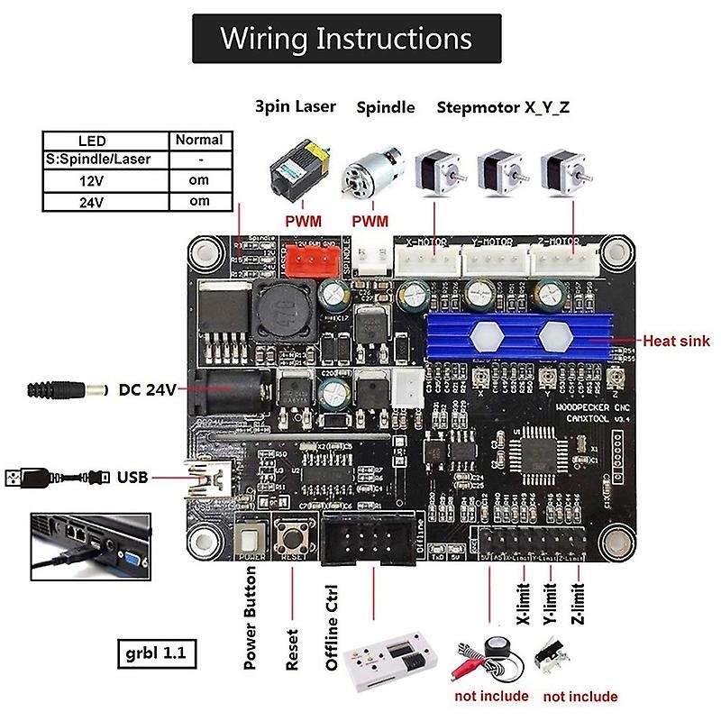 Grbl 1.1 Usb Port Cnc Engraving Machine Control Board 3 Axis Control, Engraving Machine Board With