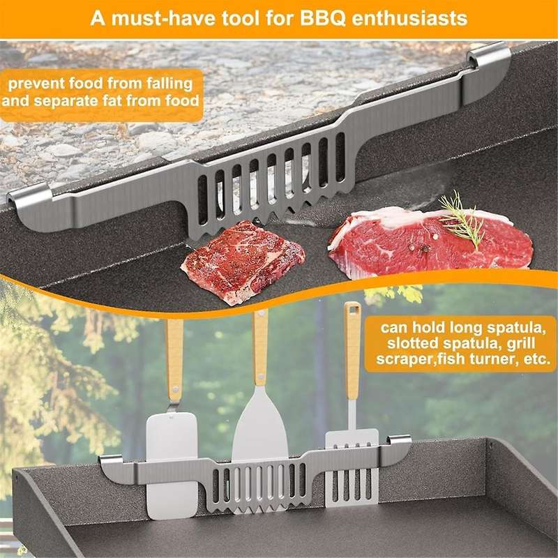 Grease Gate Spatula Holder for Griddle Grease Trap Grill Food Mesh Screen Block Rack Griddle Accesso