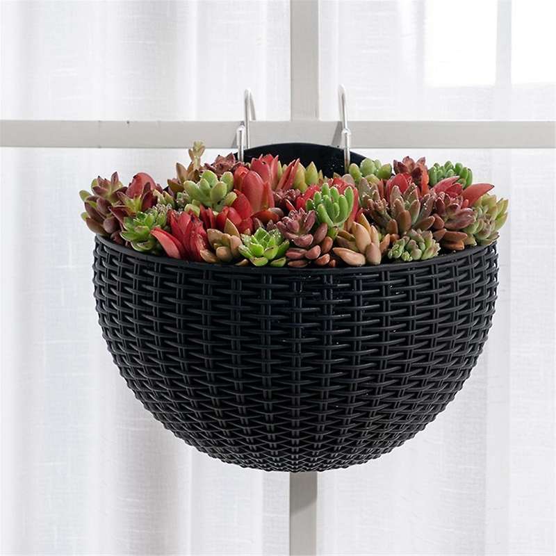 Gray Wall Flower Pots Wall-Mounted Flower Pots Semi-Circular Fence Flower Pots with Drainage Hooks
