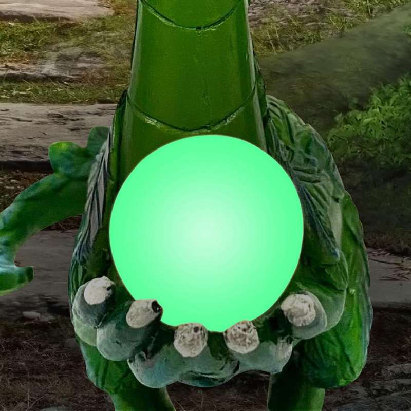 Green Dragon Statue with Luminous Pearl Resin Dragon Outdoor Garden Statue Decoration for Patio Lawn