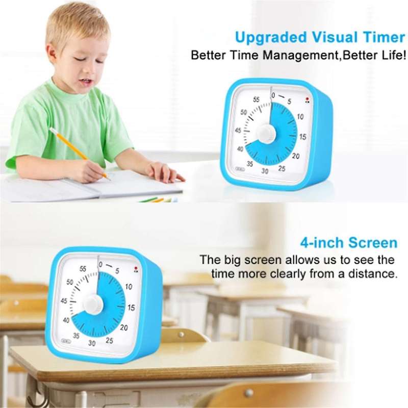 Green Children Student Study Manual Visual Timer Alarm Clock Kitchen Timer with Protective Cover Tim