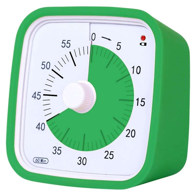 Green Children Student Study Manual Visual Timer Alarm Clock Kitchen Timer with Protective Cover Tim