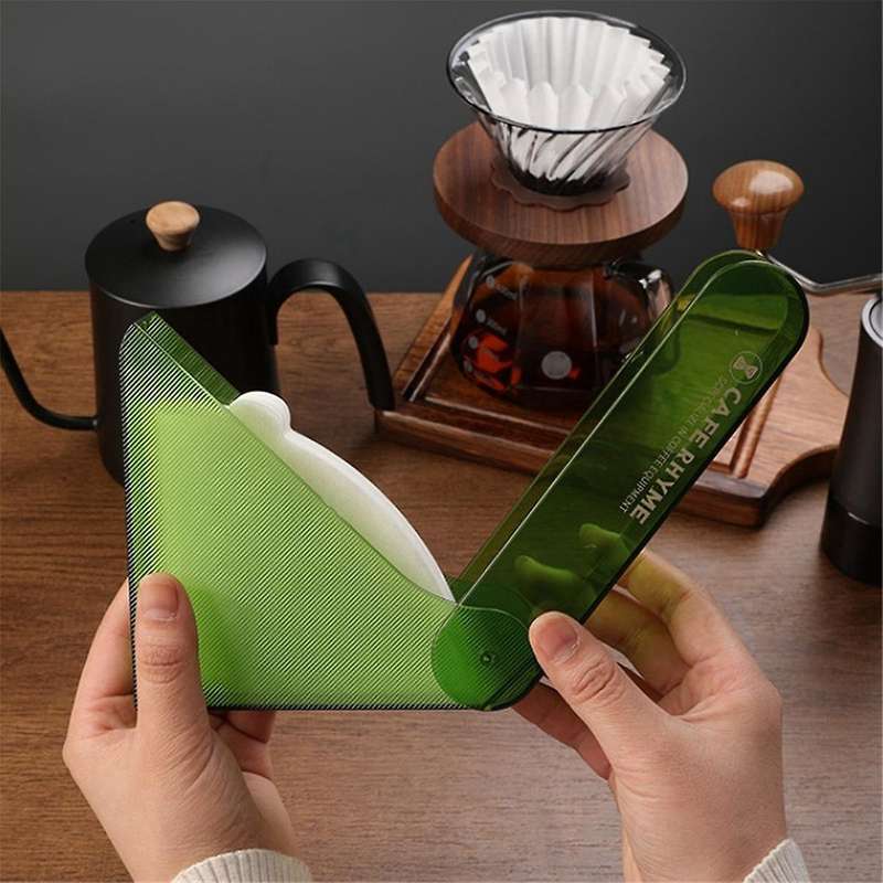 Green Hand-Brewed Coffee Filter Paper Storage Box Fan-Shaped Filter Paper Box Filter Paper Dust-Proo