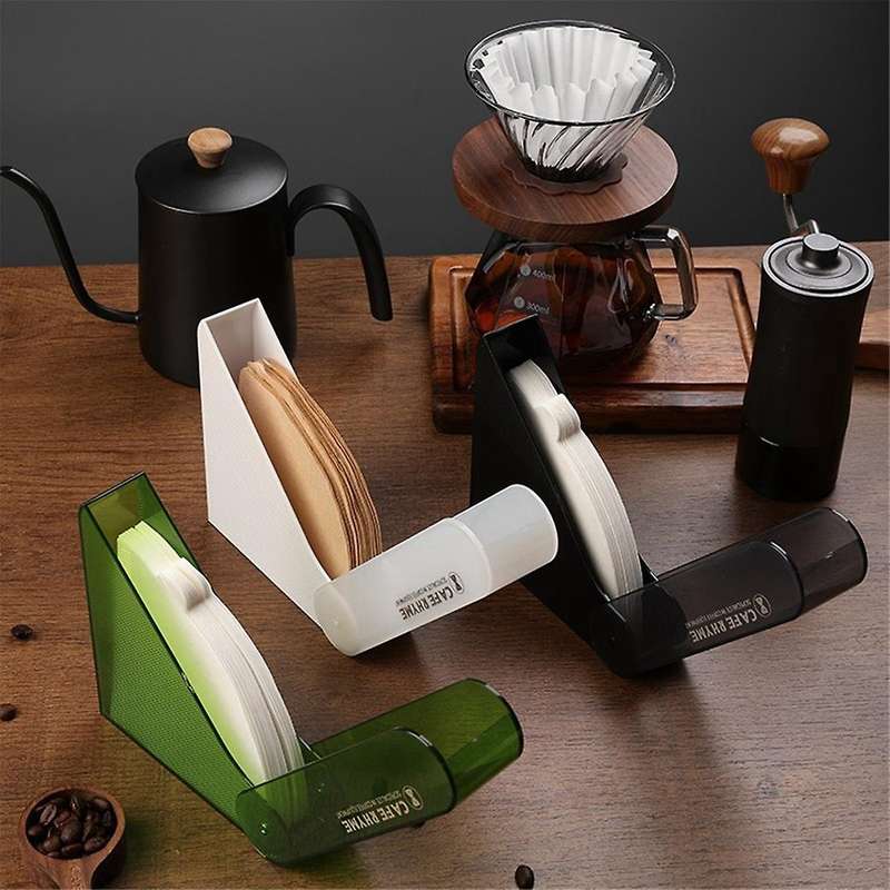 Green Hand-Brewed Coffee Filter Paper Storage Box Fan-Shaped Filter Paper Box Filter Paper Dust-Proo
