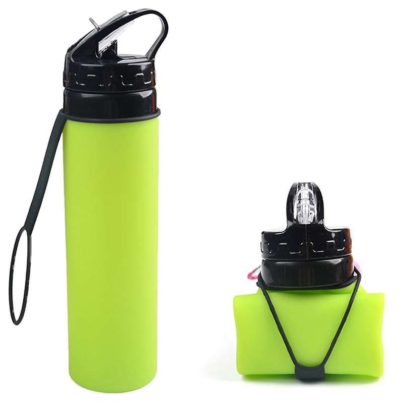 Green Outdoor Sports Silicone Water Cup 600ml Cycling Water Cup Portable Ring