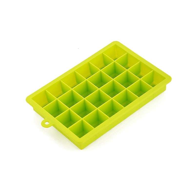 Green Silicone Ice Tray with Lid Square Box Auxiliary Food Puree Cheese Jelly Mold Bar Kitchen Tool