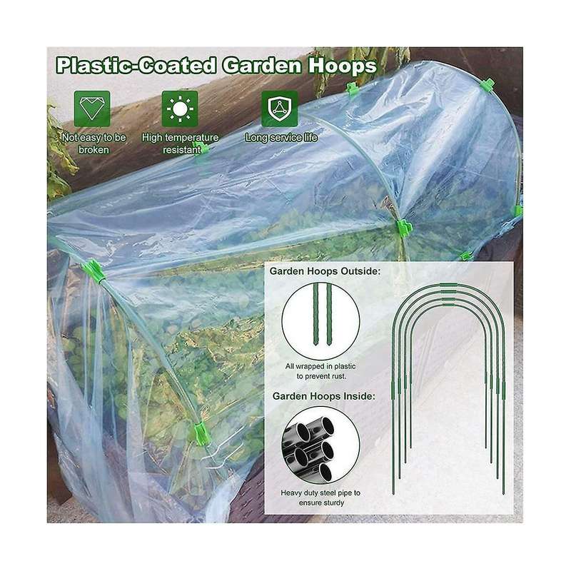 Greenhouse Hoops Grow Tunnel,rust Proof Plastic Coated Steel Support Frame Greenhouse Hoops for Rai