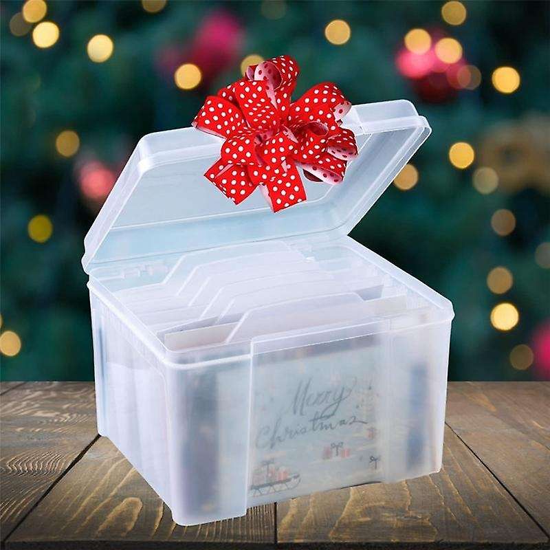 Greeting Card Organizer & Storage Box with 6 Adjustable Dividers for Birthday Cards Photos, Crafts