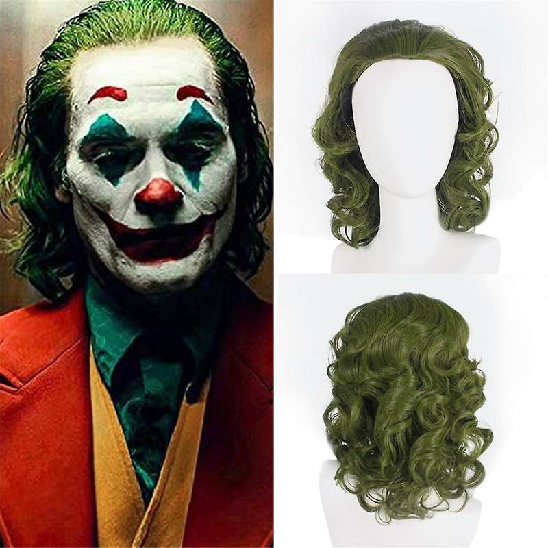 Green Wig for Clown Costume Wig Men Short Wavy Wig Joker Fleck Wig Halloween Party