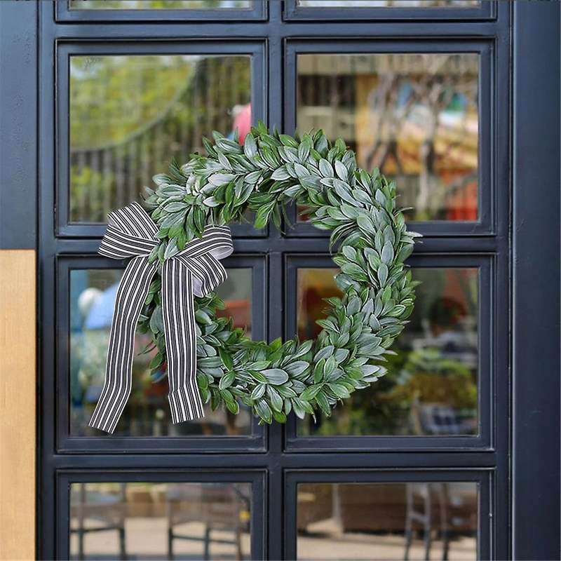 Green Rabbit Ear Wreath,artificial Eucalyptus Leaves Wreath with Bows,spring Easter Greenery Wreath