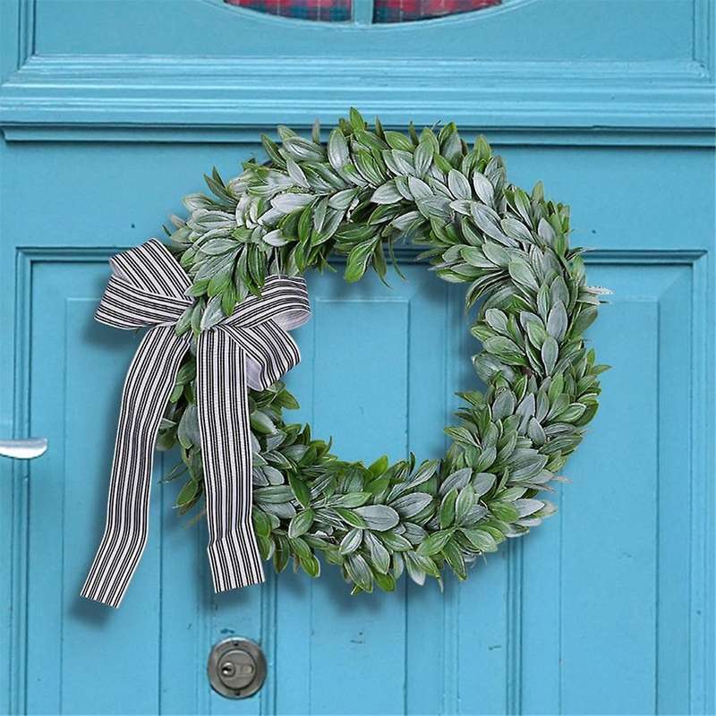 Green Rabbit Ear Wreath,artificial Eucalyptus Leaves Wreath with Bows,spring Easter Greenery Wreath