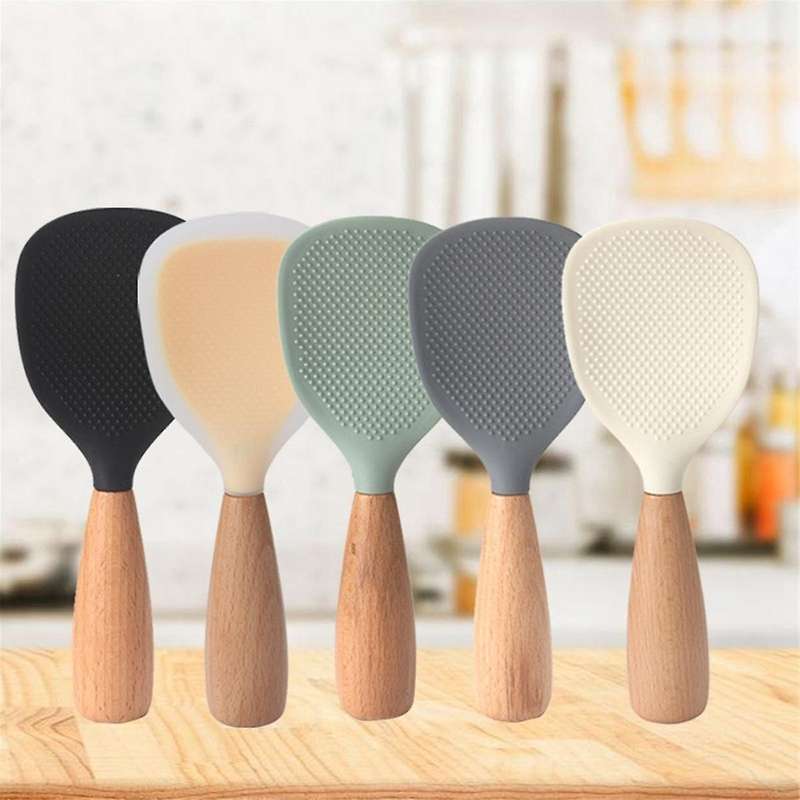 Grey Silicone Rice Shovel Internet Celebrity Non-Stick Rice Spoon Rice Cooker Special Rice Shovel
