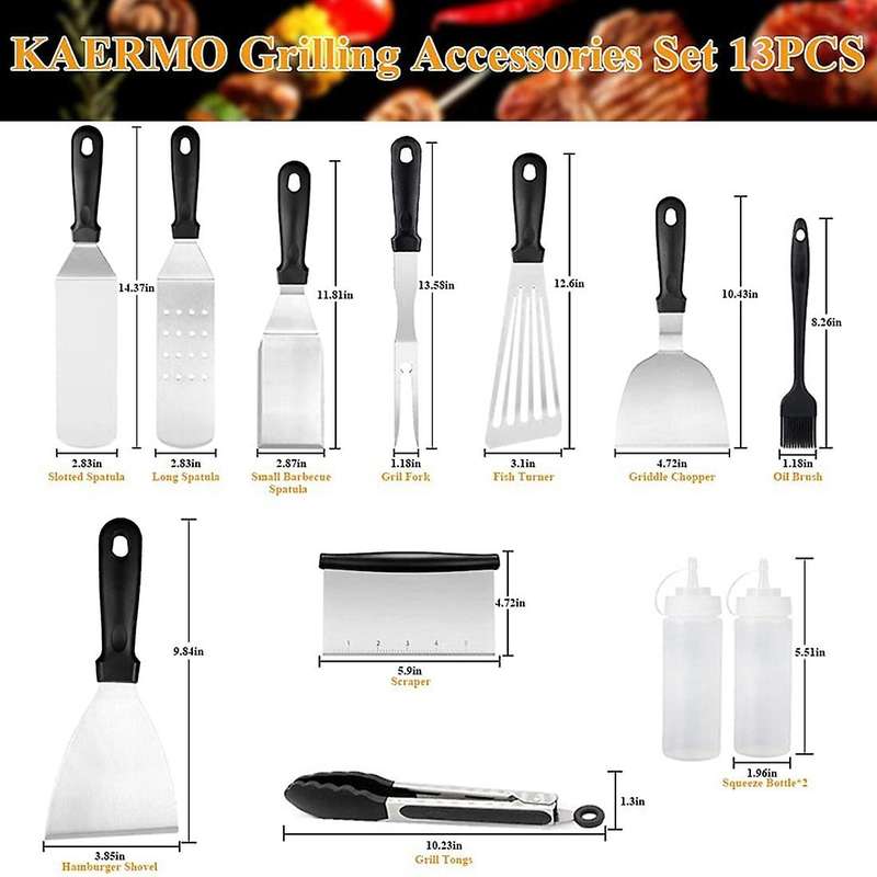Griddle Accessories,13 PCS Flat Top Grill Accessories,BBQ Cooking Spatula,Grilling Tool for Camping