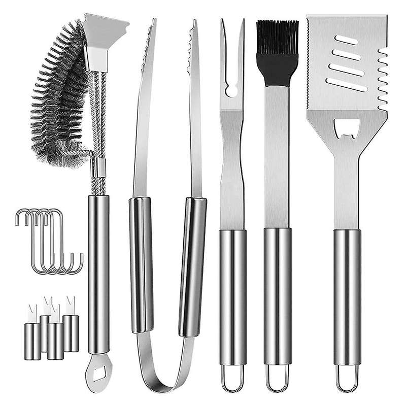 Grill Accessories BBQ Grilling Set: 14Pcs Smoker Barbecue Tools Kit Fork Spatula Utensils Sturdy Pro